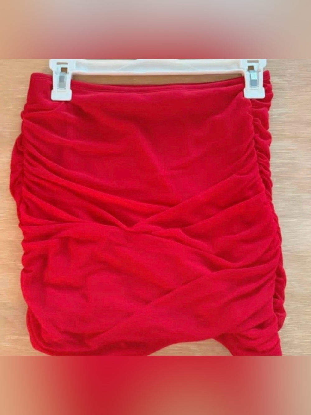 Red Ruched Women’s Mini Skirt - Classic Style